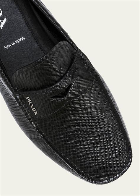 Prada Men's Saffiano Leather Penny Drivers 